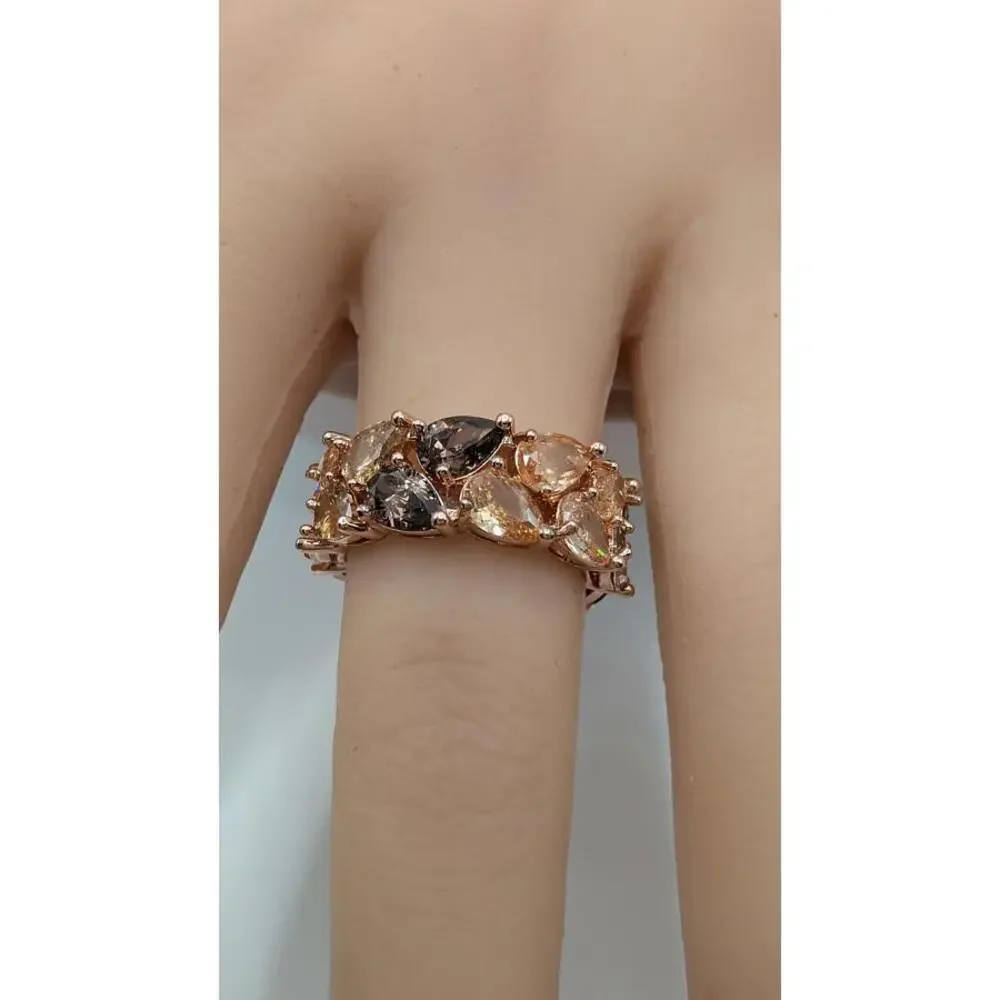 Elegant Rose Gold plated Multi-Stone Ring Size 7